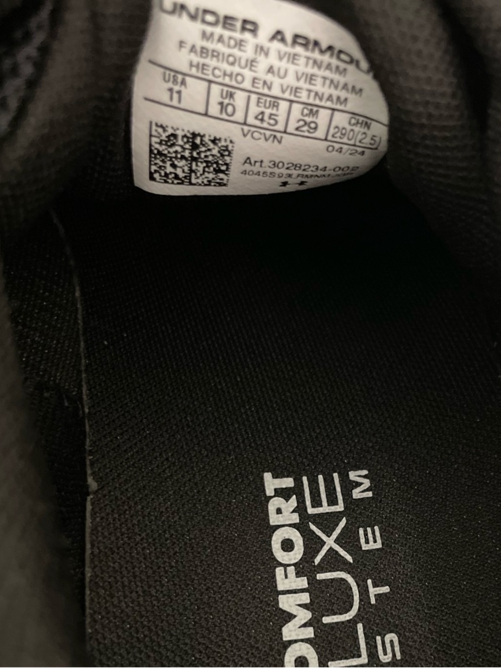 Under Armour Charged Escape 4 Running Shoes Size 11 Sneakers Black & White - Picture 7 of 8